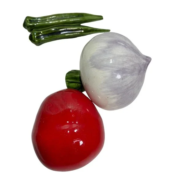 Vintage Ceramic Turnip Tomato & Green Okra Vegetable Kitchen Home Decor - Picture 7 of 7
